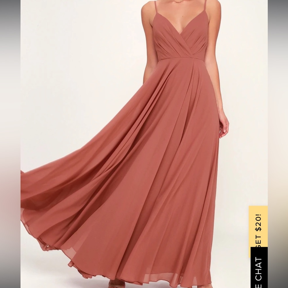 Lulu’s All About Love Rusty Rose Maxi Dress.